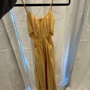 Abercrombie & Fitch Yellow Cut Out Midi Dress - XS
